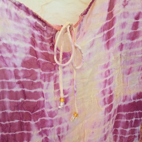 BEDO pink purple wide-neck tie dye top - size L - Picture 3 of 10